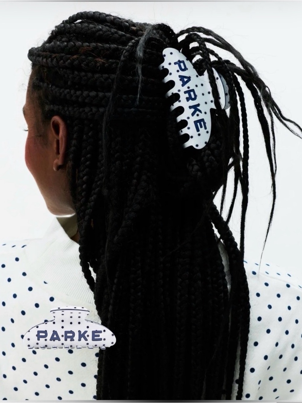 P.A.R.K.E White Polka Dot Hair Claw Clip - White PRESALE